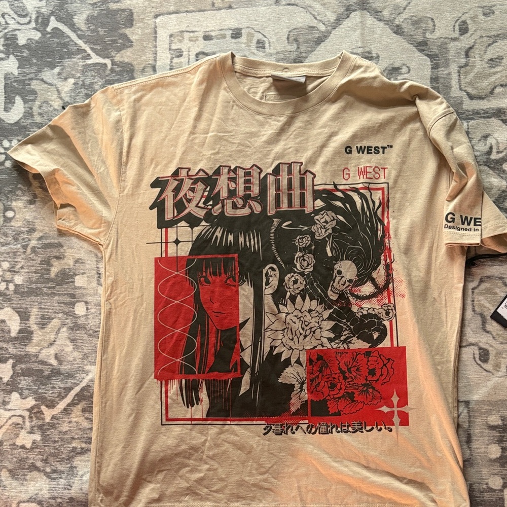 G west Beige Graphic Men's Shirt NWT